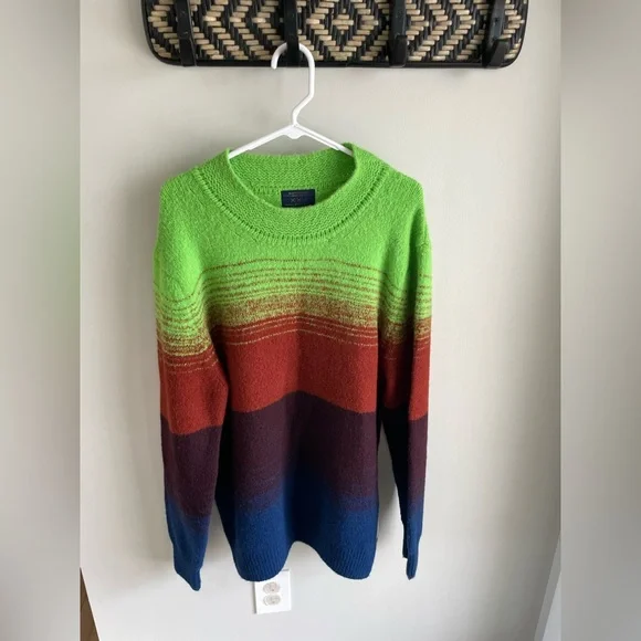 Scotch and Soda Men's Alpaca Blend Gradient Sweater Lime Green